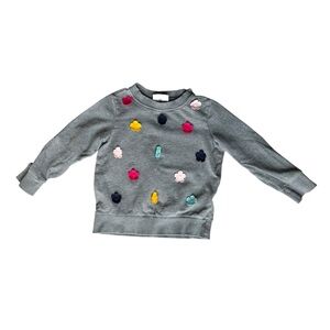 Hanna Andersson Grey Felt-Flowered Sweatshirt (4T/100cm)